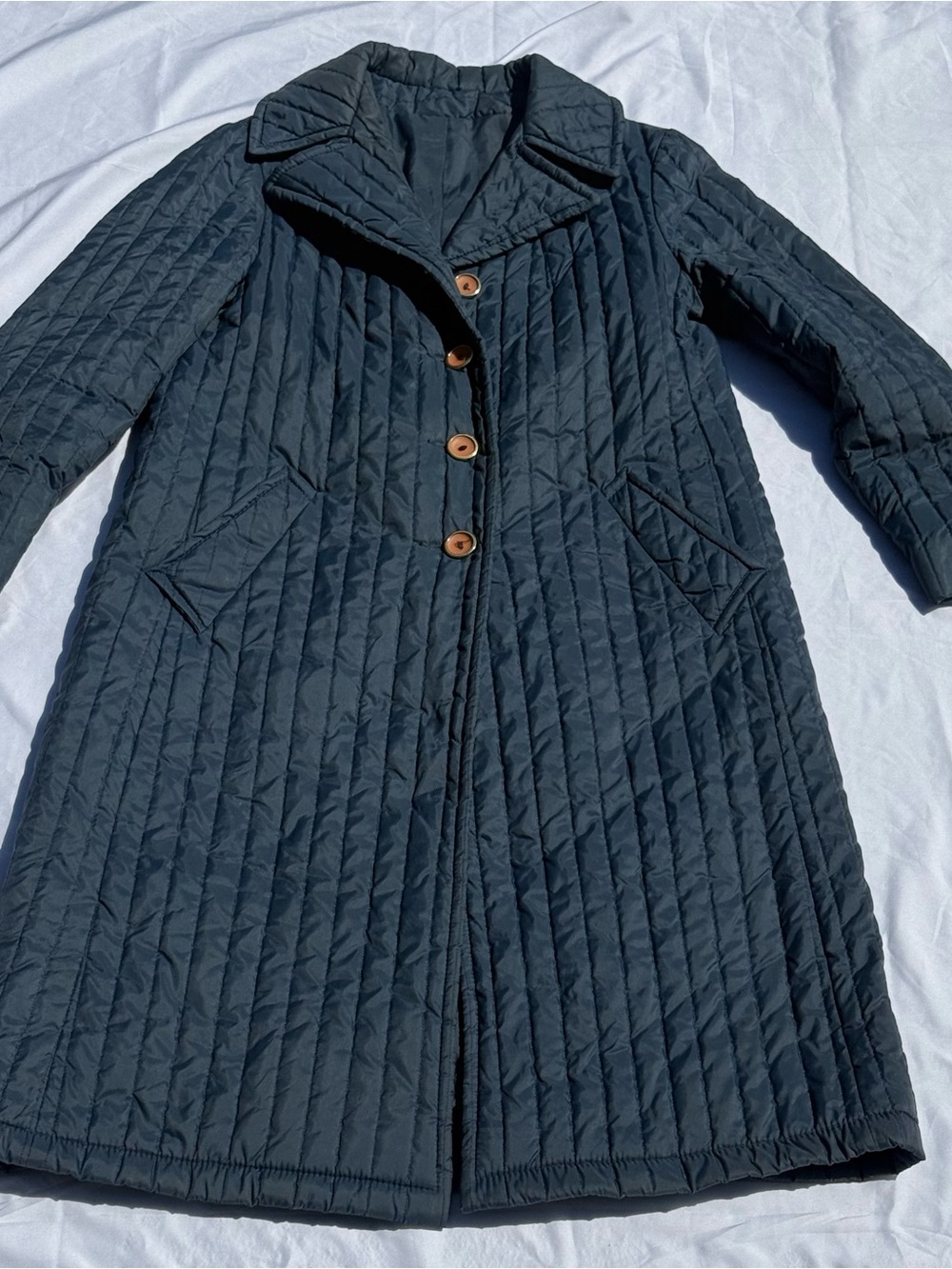 Women's Quilted Long Puffer Coat Vintage in Navy